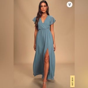 Lost in the Moment Slate Blue Maxi Dress